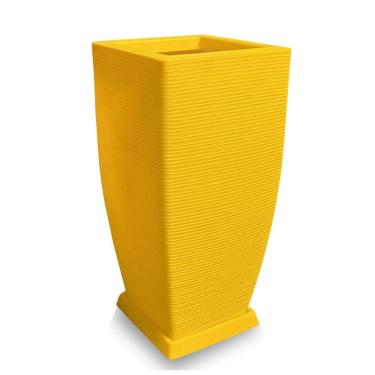 Imagem de Vaso De Planta + Prato Grande Alto Polietileno 90X40 Amarelo