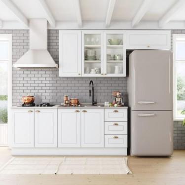 Imagem de Cozinha Compacta Apê 280cm para Cooktop com Aéreo de Vidro 8 Portas 3 