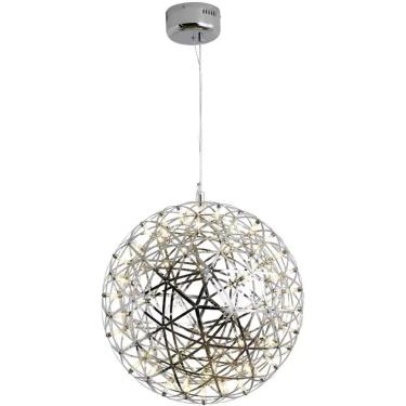 Imagem de Lâmpada Pendente Led Spark Ball, Luminária De Teto Redonda De Aço Inoxidável Retrô, Lustre De Fogos De Artifício Ajustável 6500k Para Ilha De Cozinha Sala De Jantar Quarto Ba, Silver, 40cm