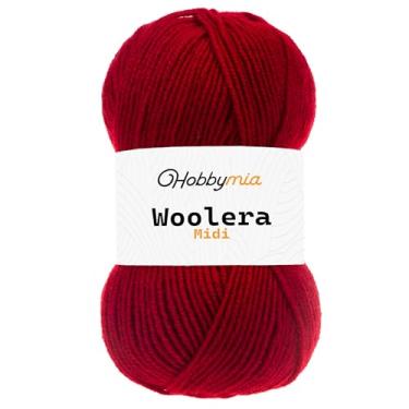 Imagem de HobbyMia Fio de lã midi Woolera - 100 g / 186 jardas - (4) peso penteado - 75% acrílico, 25% lã (vermelho, 1 novelo)