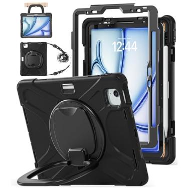 Imagem de BATYUE Capa para iPad Air 11 polegadas M3 (2025)/M2 (2024), iPad Air 5ª/4ª 11 polegadas (2022/2020), iPad Pro 11 polegadas, 4ª/3ª/2ª/1ª, capa infantil com suporte giratório de 360°, suporte para