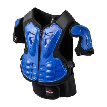Imagem de KiBcsLic Conjunto Infantil de Motocicleta, Colete de Segurança, Protetor de Tórax E Costas, Equipamento de Ciclismo E Motocross, Azul