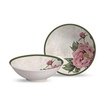 Imagem de Conjunto 6 bowls decorados Peonia 300ml - Alleanza Cerâmica