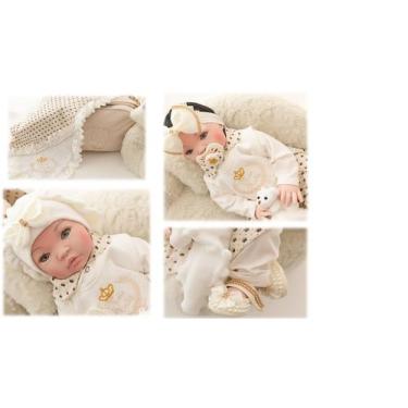 Imagem de Bebê Reborn Realista Princesa Morena Creme Membros Silicone - MEU XODÓ