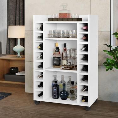 Imagem de Buffet Aparador Bélgica Adega Bar Com Rodízios Branco