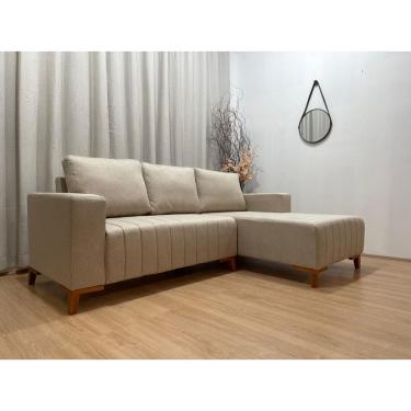 Imagem de Sofá 3 Lugares 2,30 m Linho Bege A226 Chaise Lisboa