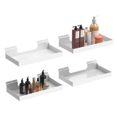 Imagem de Prateleiras Slatwall MQKIWAO 4 peças de 40x20 cm, metal pesado, branco
