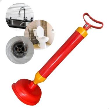 Imagem de Desentupidor manual tipo bomba para vaso sanitário pia ralo pressão co