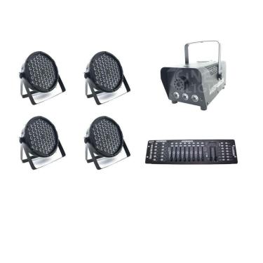 Imagem de Kit 04 Par Leds + Máquina De Fumaça 600W + Mesa Dmx 512