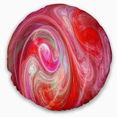 Imagem de Design vermelho fractal padrão com círculos abstratos sala de estar, sofá, almofada de alta qualidade + capa de almofada impressa em ambos os lados 50 cm