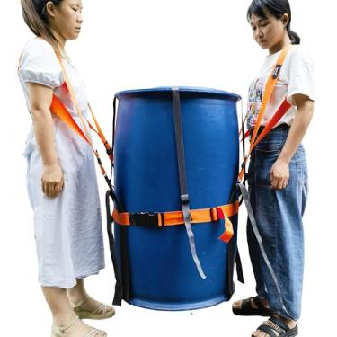 Imagem de SStorbuffs Sraps de transporte - para formas cilíndricas ajuda a mover aquecedores de água/tanques, barris de vinho/uísque e tambores de 55 galões estilingue resistente, ferramenta para 2 pessoas
