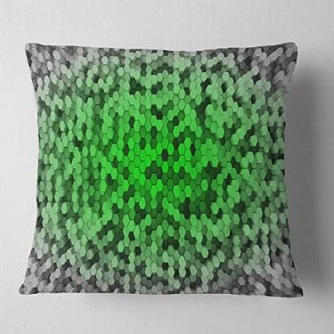 Imagem de Designart – Manta abstrata de hexágonos verdes elevados aleatórios para sala de estar, sofá, enchimento de almofada de alta qualidade + capa de almofada impressa em ambos os lados 40,64 cm x 40,64 cm