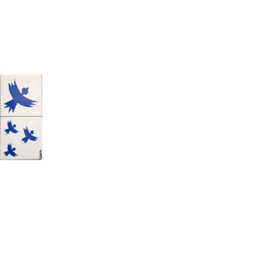 Imagem de Azulejo Duplo Personalizado Artista Elizabeth Titon 30 x 15 cm - Pássaro Azul