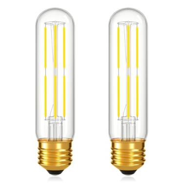Imagem de Lâmpada LED regulável E26 T10 6W (equivalente a 60 W), lâmpada tubular tipo T, lâmpadas finas longas para armário curioso, luz de piano, lustre, cabana, luz do dia 5000K 600LM, pacote com 2