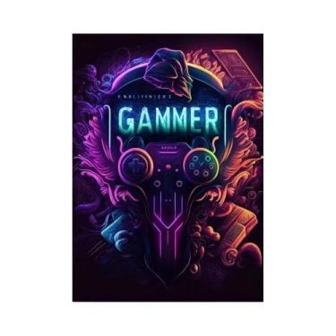 Imagem de Impressão Em Tela De Controle De Videogame Neon, Pôsteres De Jogos, Ar