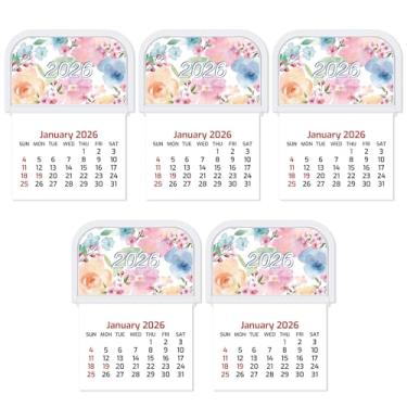 Imagem de Resurhang 5 peças 2026 mini calendário adesivo mensal para carro, parede, cartões de visita, carro, caminhão, laptop, geladeira, escritório em casa (aquarela)