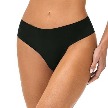 Imagem de Calcinha Tanga Corte a Laser com Forro de Algodão Preto Zee Rucci, GG