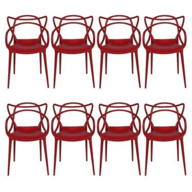 Imagem de Kit com 8 Cadeiras para Sala de Jantar Allegra Solna Vermelho