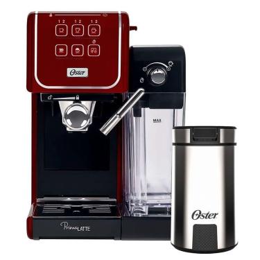 Imagem de Kit Cafeteira Primalatte Touch Red E Moedor De Café Oster 220V