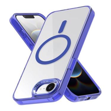 Imagem de Capa traseira transparente magnética para iPhone 16e, [compatível com MagSafe] Capa fosca translúcida, capa protetora fina à prova de choque (azul)
