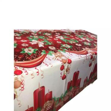 Imagem de Toalha De Mesa Natal Retangular 8 Lugares 140x300cm Plástico Impermeáv