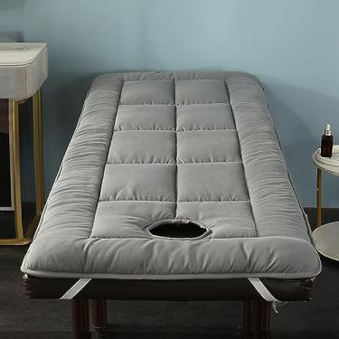 Imagem de Colchão De Cama Dobrável Para Salo Beauty Massagem Colchão Pad Com Rosto Respiração Cabeça Quadrada Mesa De Massagem Protetor De Colchão Para Cama De Spa Com Elásticos, Grey, 60x180cm