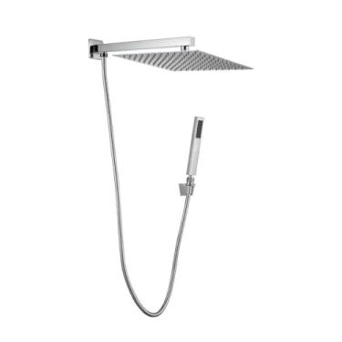 Imagem de Ducha Chuveiro Quadrado com Desviador - Sistema Prático para Instalação Fácil e Rápida(20x20 INOX 201 CROMADO)