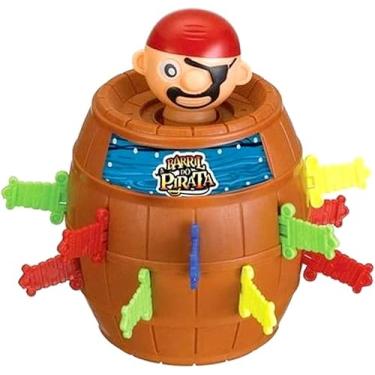 Imagem de Brinquedo Infantil Pula Pirata com Barril Tamanho Médio ou Jogo Famíliar até 4 Jgadores Art Brink (Médio)