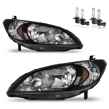Imagem de Vizotae Conjunto de faróis para Honda Civic 2/4 portas 2004-2005, farol alto/baixo com lâmpadas, lado do motorista e do passageiro