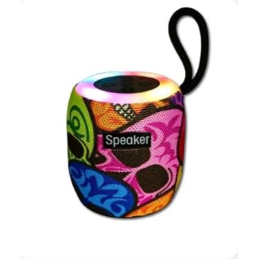 Imagem de Caixa de Som Bluetooth Portátil, RGB LED, 7W, Design Caveira, Bluetooth 5.3, 13x8x14 cm