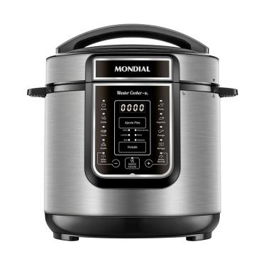 Imagem de Panela de Pressão Elétrica Digital Mondial PE-60-6L-I 6L 1000W Timer Preto Inox