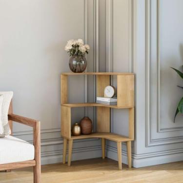 Imagem de Mesa Lateral Retrô Pés Palito 86cm, 3 Prateleiras Internas, Balcão De Apoio Organizador Vertical 50cm Largura (Cinamomo)