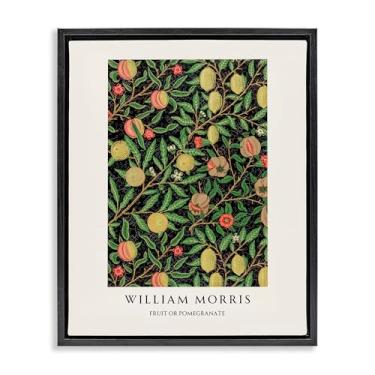 Imagem de Stupell Industries William Morris Arte de parede em tela flutuante com moldura preta de frutas ou romã, design da Vintage Hustle, 53 x 43 cm