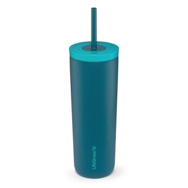 Imagem de LifeStraw Go Series – Copo de filtro de água de aço inoxidável isolado de parede dupla, Laguna Teal, projetado para uso diário, remove bactérias, parasitas, microplásticos e melhora o sabor