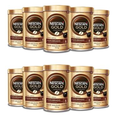 Imagem de Café Solúvel Nescafé Gold Equilibrado Kit 10 Latas 100G