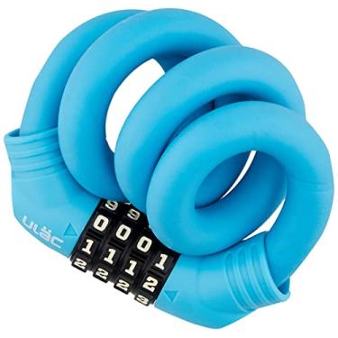 Imagem de ULAC Conjunto de cadeado de bicicleta com cabo de memória de aço torcido 1970, combinação de 4 dígitos redefinível sem chave, ideal para bicicleta de viagem, bicicleta infantil (céu)