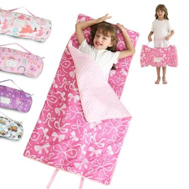 Imagem de Tapete de dormir infantil para pré-escola 127 x 76 cm com travesseiro removível e cobertor de minky para crianças de 3 a 7 anos, saco de dormir macio para meninos e meninas, jardim de infância, festa