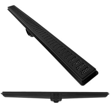 Imagem de Ralo Linear 5x60 Seca Box Banheiro Preto Fosco Alumínio e Coletor Pret