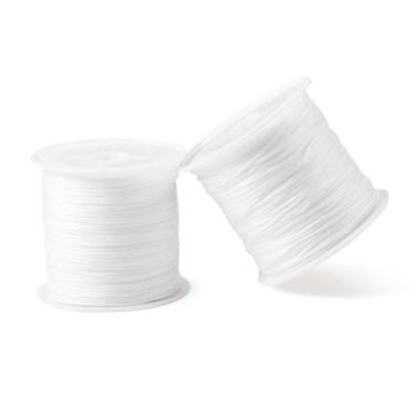 Imagem de Cordão de nó chinês de nylon branco de 0,8 mm para fabricação de joias, cordão de nylon para pulseiras, colares de contas, trança de rabo de rato, 2 rolos, 40 m/43,7 jardas/rolo