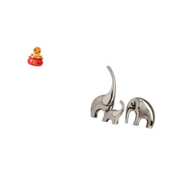 Imagem de Fenteer Ornamento de Cornucópia para Bacia de de Festival com Estatuetas de Elefantes em Cerâmica, Arte Artesanal para Presente de Inauguração de Casa