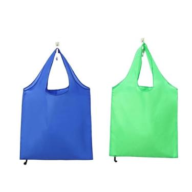 Imagem de 2 peças de sacolas de supermercado reutilizáveis faça-você-mesmo a granel, sacolas de compras, laváveis na máquina, sacolas resistentes para cozinha, alças dobráveis para compras