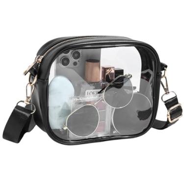 Imagem de Bolsa transversal transparente, aprovada pelo estádio, bolsa transparente para shows, eventos esportivos, festivais, Preto 1, Removable shoulder strap