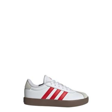 Imagem de adidas Tênis infantil unissex Vl Court 3.0 (criança grande), Branco/Better Scarlet/Cinza, 18