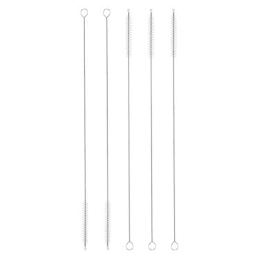 Imagem de HARFINGTON Conjunto de escovas de limpeza de palha, aço inoxidável 304 de comprimento 304 e cerdas de nylon para garrafa de água, tubos de copo de canudo de silicone, branco (8 mm OD, conjunto de 5