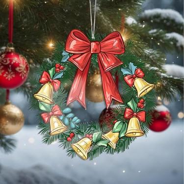 Imagem de Enfeites de Natal, guirlanda de cristal, enfeites de árvore de Natal feitos à mão, decoração de carro e casa - Presentes de Natal, decoração de artesanato em acrílico, ideias de troca de presentes