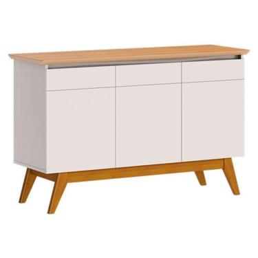 Imagem de Aparador Para Sala Buffet Classic 3 Portas Com Gaveta Off White Nature - Imcal