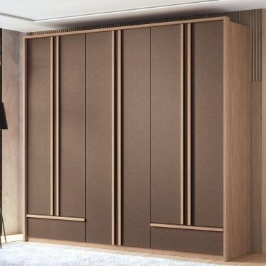 Imagem de Guarda-Roupa Casal Nassau 6 Portas 5 Gavetas Wood/Terracota - Pnr Móveis