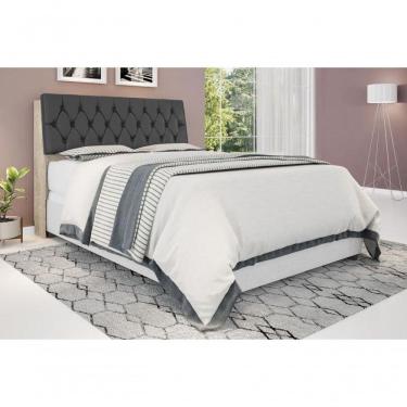 Imagem de Cabeceira Box Casal 1,38 Isis Amarula Com Capitonê Preto