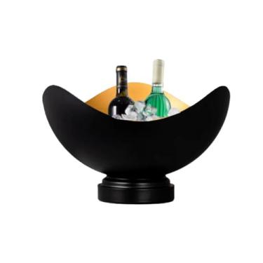 Imagem de Balde de gelo de aço inoxidável bicamada preservação do calor isolamento frio bonito KTV champanhe vinho tinto cerveja gelo bloco de gelo balde comercial (preto, triângulo)