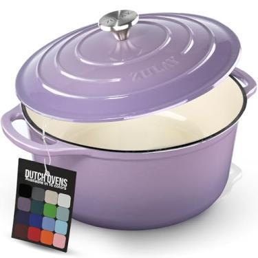 Imagem de Zulay Kitchen Forno holandês de ferro fundido esmaltado de 6 litros com tampa, tripé de silicone e almofada térmica – Durabilidade premium e seguro para forno de até 260 °C – Panelas resistentes